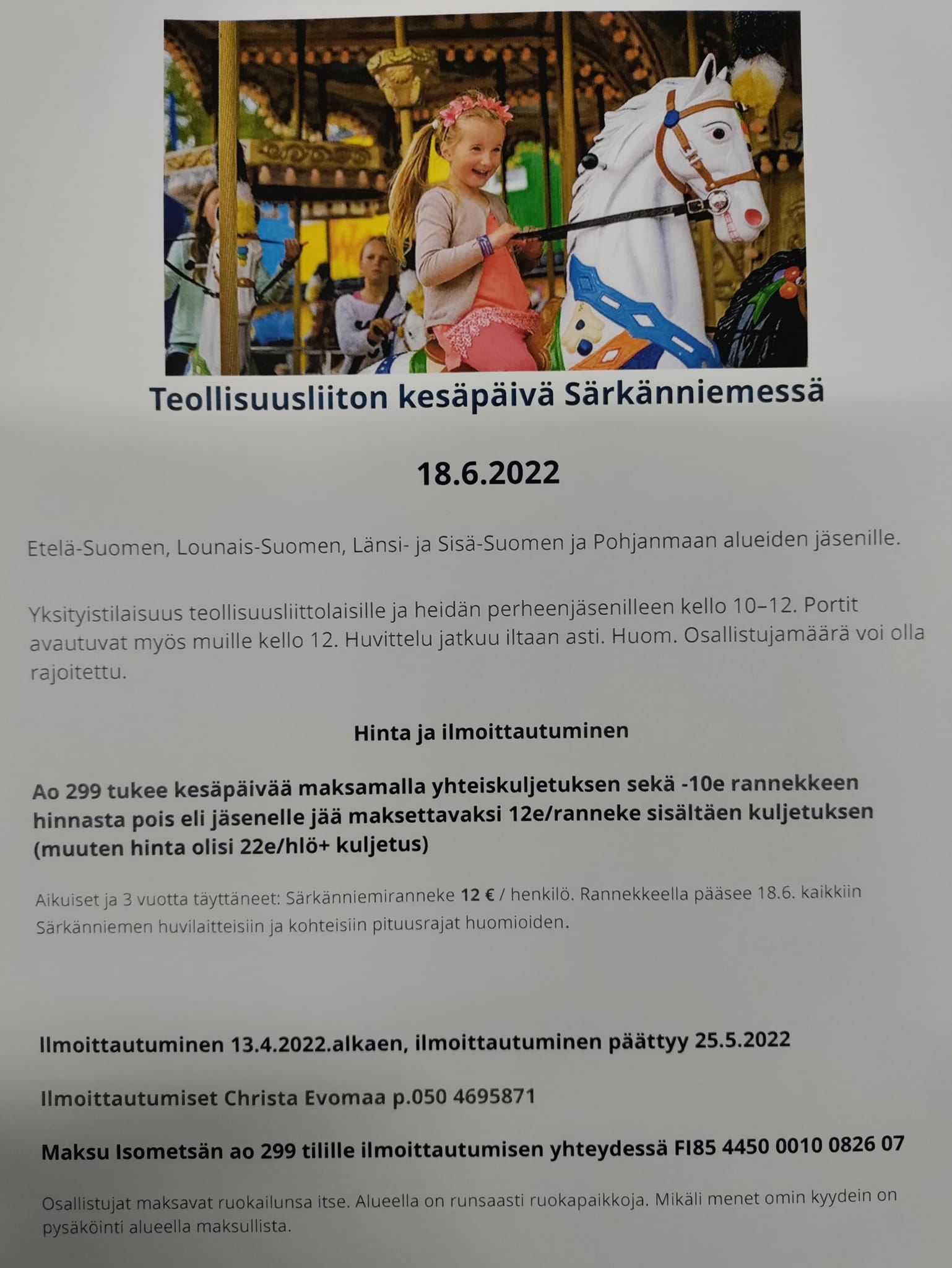 Teollisuusliiton kesäpäivä Särkänniemessä 18.06.2022